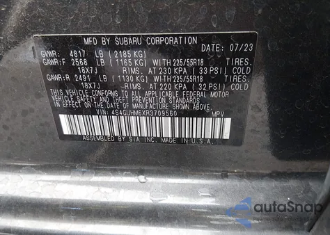 2024 Subaru Crosstrek Limited z USA, uszkodzony, nr VIN 4S4GUHM6XR3709560